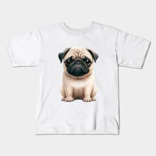 Pug Dog Cute Adorable Humorous Illustration Kids T-Shirt